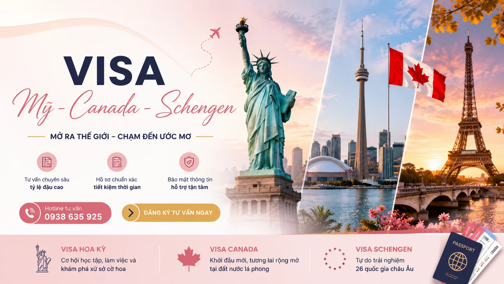 Dịch vụ xin visa Mỹ, Canada và Schengen
